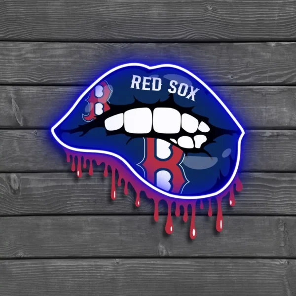 Boston Red Sox Neon Sign Dripping Lips 2