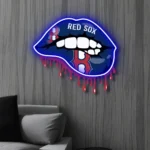 Boston Red Sox Neon Sign Dripping Lips 1