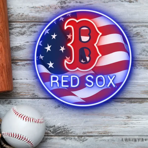 Boston Red Sox Neon Sign Us Flag Acrylic 1