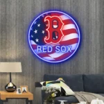 Boston Red Sox Neon Sign Us Flag Acrylic 1