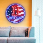 Boston Red Sox Neon Sign Us Flag Acrylic 1