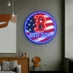 Boston Red Sox Neon Sign Us Flag Acrylic 1