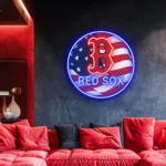 Boston Red Sox Neon Sign Us Flag Acrylic 1