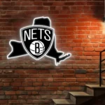 Brooklyn Nets Neon Sign New York State Map 1
