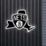 Brooklyn Nets Neon Sign New York State Map 1