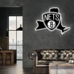 Brooklyn Nets Neon Sign New York State Map 1
