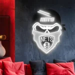 Brooklyn Nets Neon Sign Skull 1