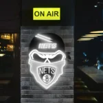 Brooklyn Nets Neon Sign Skull 1