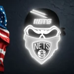 Brooklyn Nets Neon Sign Skull 1