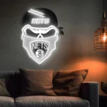 Brooklyn Nets Neon Sign Skull 1