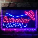 Budweiser Neon Sign Country Cowboys Bowtie Hat 1