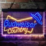 Budweiser Neon Sign Country Cowboys Bowtie Hat 1