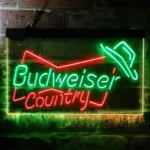 Budweiser Neon Sign Country Cowboys Bowtie Hat 1