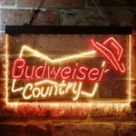 Budweiser Neon Sign Country Cowboys Bowtie Hat 1