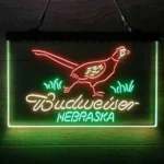 Budweiser Neon Sign Nebraska Pheasant Outdoorsman 3 Color 1