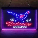 Budweiser Neon Sign Nebraska Pheasant Outdoorsman 3 Color 1