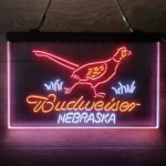 Budweiser Neon Sign Nebraska Pheasant Outdoorsman 3 Color 1