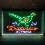 Budweiser Neon Sign Nebraska Pheasant Outdoorsman 3 Color 1
