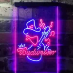 Budweiser Neon Sign Rancher Play Guitar Home Bar 1