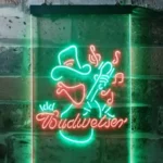 Budweiser Neon Sign Rancher Play Guitar Home Bar 1