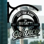 Bugatti Metal Sign Bespoke Logo Metal Hanging Sign Car Garage Decor 1
