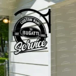 Bugatti Metal Sign Bespoke Logo Metal Hanging Sign Car Garage Decor 1