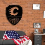 Calgary Flames Metal Sign Shield Shape 1