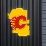 Calgary Flames Neon Sign Calgary State Map 1