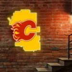 Calgary Flames Neon Sign Calgary State Map 1