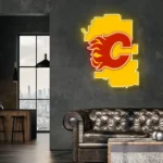 Calgary Flames Neon Sign Calgary State Map 1