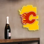 Calgary Flames Neon Sign Calgary State Map 1