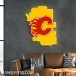 Calgary Flames Neon Sign Calgary State Map 1