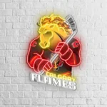 Calgary Flames Neon Sign Mascot Acrylic 1