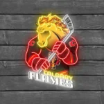 Calgary Flames Neon Sign Mascot Acrylic 1