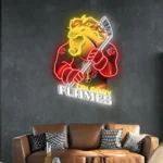 Calgary Flames Neon Sign Mascot Acrylic 1