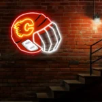 Calgary Flames Neon Sign Nhl Hockey Helmet Acrylic Led 1