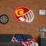 Calgary Flames Neon Sign Nhl Hockey Helmet Acrylic Led 1