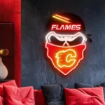 Calgary Flames Neon Sign Skull 1