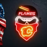 Calgary Flames Neon Sign Skull 1