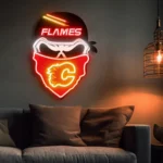 Calgary Flames Neon Sign Skull 1