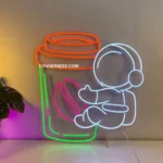 Cannabis Lifestyle Neon Sign Astronaut Coffee 1