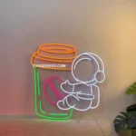 Cannabis Lifestyle Neon Sign Astronaut Coffee 1