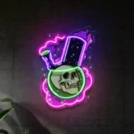 Cannabis Lifestyle Neon Sign Bong Skull 1