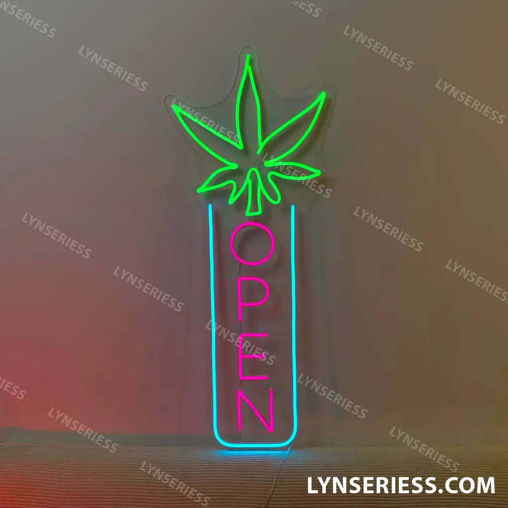 Cannabis Lifestyle Neon Sign Indoor Cannabis Open 1