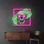 Cannabis Lifestyle Neon Sign Smoking High Skull 1