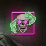 Cannabis Lifestyle Neon Sign Smoking High Skull 1