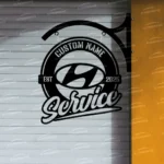 Cars Automotive Metal Sign Bespoke Logo Huyndai Metal Hanging Sign Car Garage Decor 1