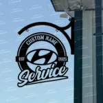 Cars Automotive Metal Sign Bespoke Logo Huyndai Metal Hanging Sign Car Garage Decor 1