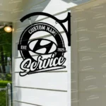 Cars Automotive Metal Sign Bespoke Logo Huyndai Metal Hanging Sign Car Garage Decor 1