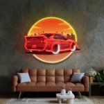 Cars Automotive Neon Sign Car In The City With Sunset 1